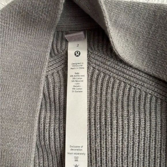 Lululemon Gray Open Front Women's cardigan - Picture 2 of 3